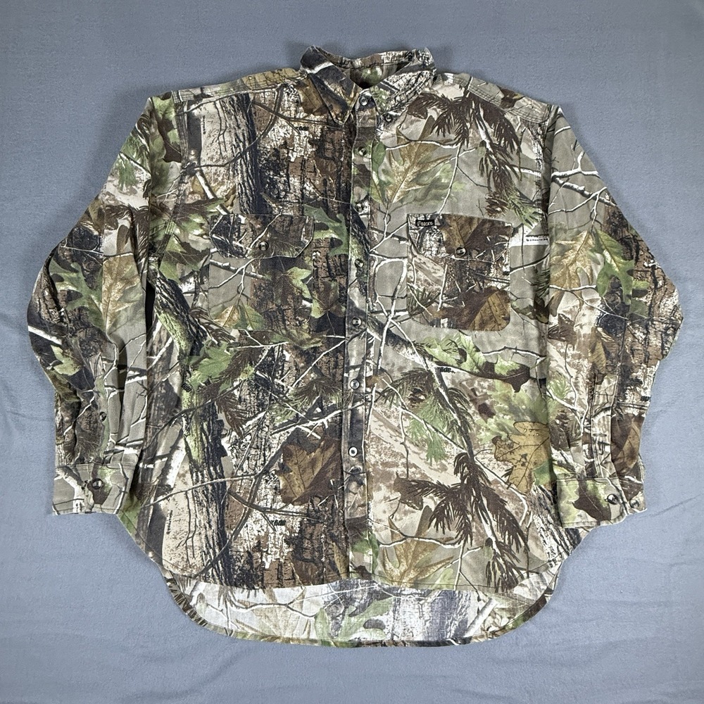 Rocky Camo Long Sleeve Button Up 2XL‎ Pocket Tee Camouflage Real Tree